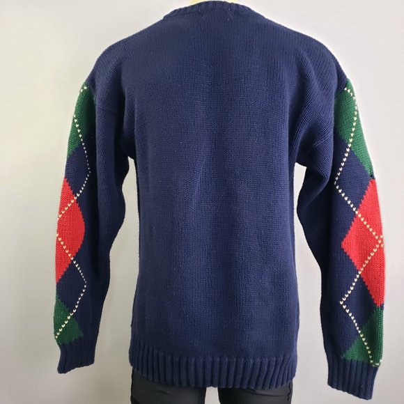 Vintage Tally Ho Argyle knit 100% Cotton sweater soft comfortable warm XL - Picture 2 of 7